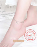 925 Silver Mermaid Charm Pendant Anklet Layer Chain Party Jewelry