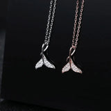 925 Silver Mermaid Fish Tail Clavicle Chain Necklace Women Charm Dress Jewelry