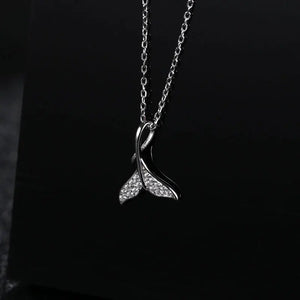 925 Silver Mermaid Fish Tail Clavicle Chain Necklace Women Charm Dress Jewelry