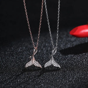 925 Silver Mermaid Fish Tail Clavicle Chain Necklace Women Charm Dress Jewelry