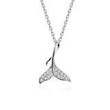 925 Silver Mermaid Fish Tail Clavicle Chain Necklace Women Charm Dress Jewelry