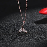 925 Silver Mermaid Fish Tail Clavicle Chain Necklace Women Charm Dress Jewelry