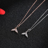925 Silver Mermaid Fish Tail Clavicle Chain Necklace Women Charm Dress Jewelry