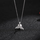 925 Silver Mermaid Fish Tail Pearl Clavicle Chain Necklace Women Jewelry