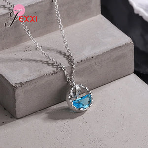 925 Silver Mermaid Necklace Ocean Pendant Women Jewelry Wedding