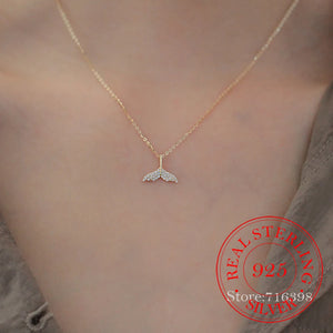 925 Silver Mermaid Princess Choker Necklace Pendant for Women