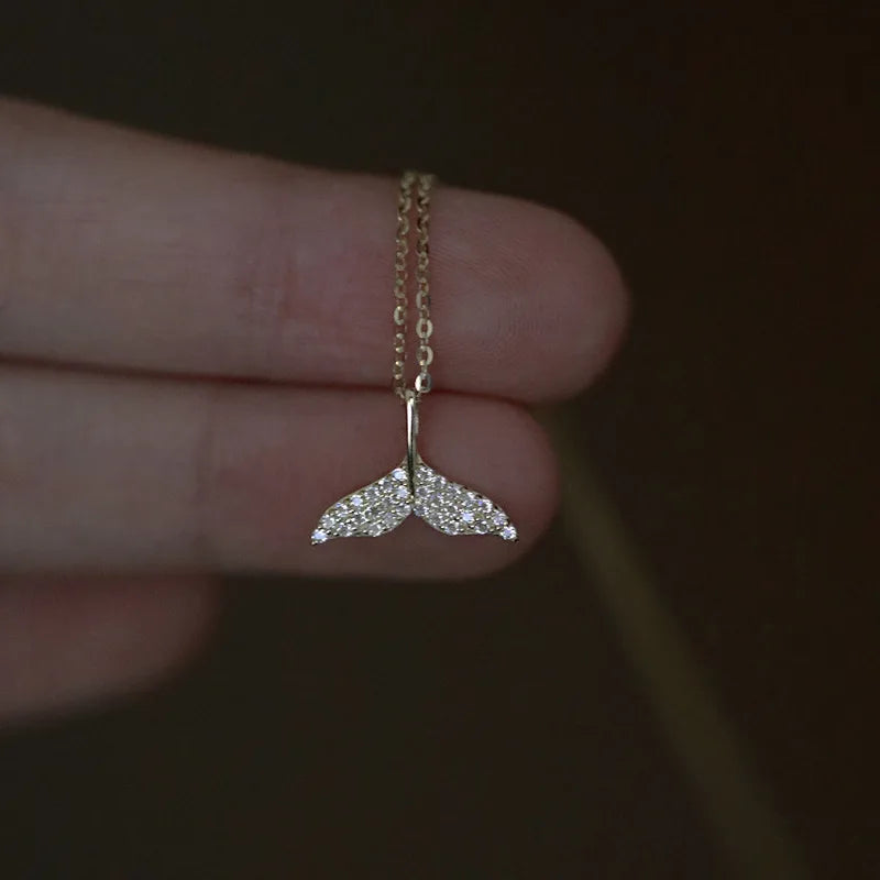 925 Silver Mermaid Princess Choker Necklace Pendant for Women