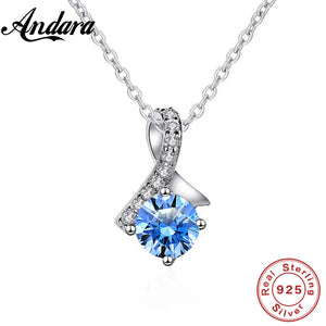 925 Silver Mermaid Tail Zircon Pendant Necklace for Engagement