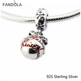 925 Silver Christmas Bauble Charm Red Enamel DIY Bracelet Jewelry