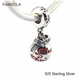 925 Silver Christmas Bauble Charm Red Enamel DIY Bracelet Jewelry