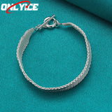 925 Silver Mesh Braided Bar Round Buckle Bracelet Glam Party Wedding Jewelry