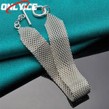 925 Silver Mesh Braided Bar Round Buckle Bracelet Glam Party Wedding Jewelry
