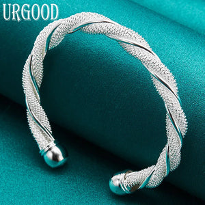 925 Silver Mesh Braided Bangle - Romantic Jewelry Gift
