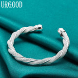 925 Silver Mesh Braided Bangle - Romantic Jewelry Gift