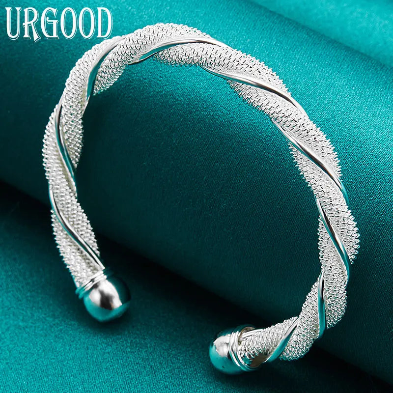 925 Silver Mesh Braided Bangle - Romantic Jewelry Gift