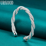 925 Silver Mesh Braided Bangle - Romantic Jewelry Gift