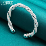 925 Silver Mesh Braided Bangle - Romantic Jewelry Gift