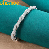 925 Silver Mesh Wide Braided Bangle for Women