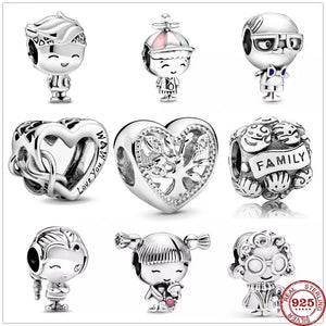 925 Silver Beads Girl Boy Teenager Charm Pendant Fit Charms Bracelet DIY Jewelry