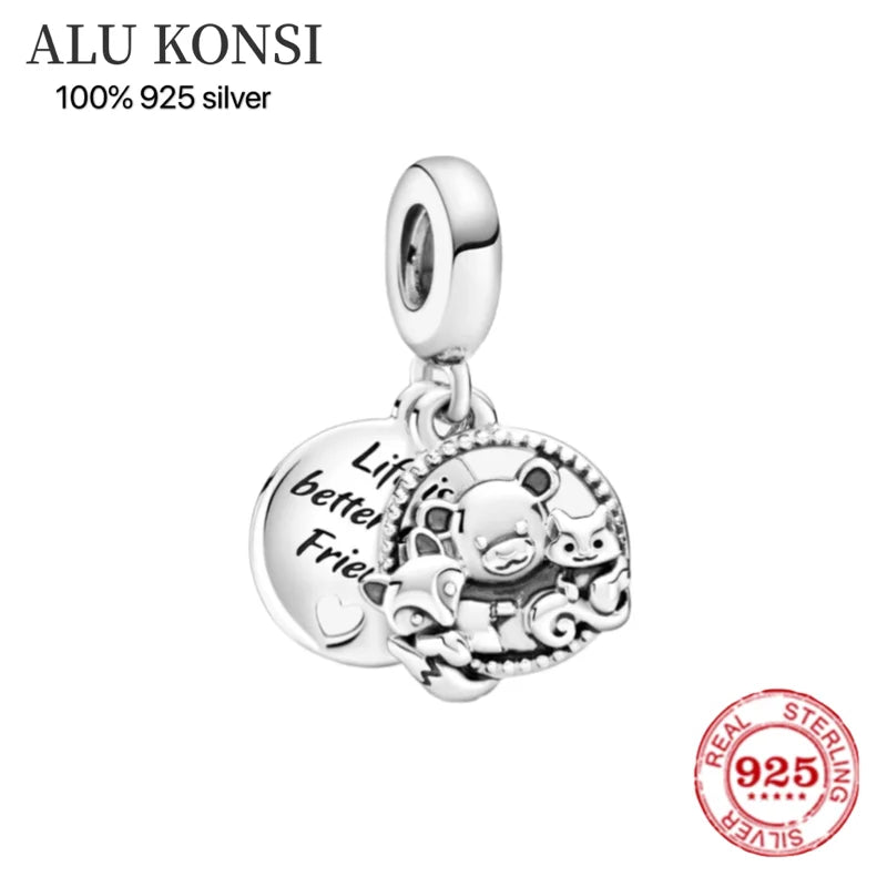 925 Silver Metal Beads Family Flower Charm for Pandora Bracelet