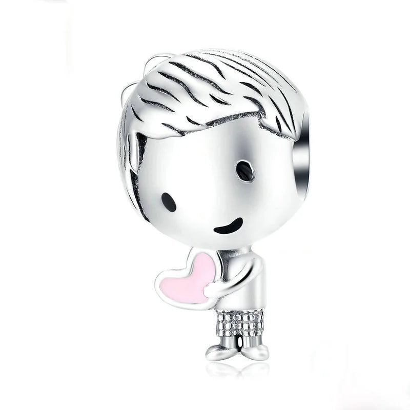 Family Boy Girl Beads Charm fit Charms Silver Bracelet DIY Women Jewelry