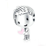 Family Boy Girl Beads Charm fit Charms Silver Bracelet DIY Women Jewelry