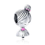 925 Silver Family Charm Beads Boy Girl Pendant Bracelet DIY Jewelry