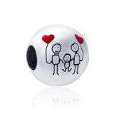 925 Silver Family Charm Beads Boy Girl Pendant Bracelet DIY Jewelry