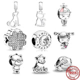 925 Sterling Silver Family Boy Girl Beads Charm for Bracelet DIY Jewelry