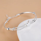 925 Sterling Silver Mickey Open Bangle Women Charm Jewelry