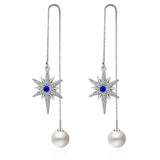 925 Silver Zirconia Star Tassel Earrings for Women