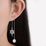 925 Silver Zirconia Star Tassel Earrings for Women