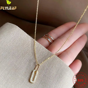 925 Silver Zircon Necklace 14k Clavicle Jewelry
