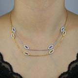 925 Silver Evil Eye Charm Necklace Bling Cz Paved Lucky Jewelry