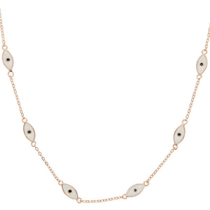925 Silver Evil Eye Charm Choker Necklace Cubic Zirconia Clear Micro Pave