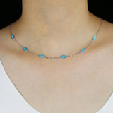 925 Silver Evil Eye Charm Choker Necklace Cubic Zirconia Clear Micro Pave