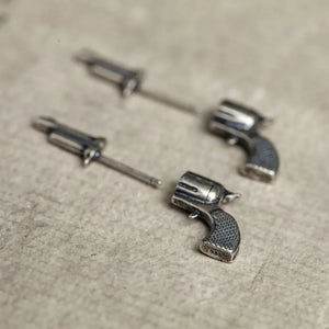 925 Sterling Silver Micro Pistol Stud Earrings Women Punk Earrings