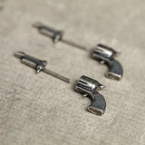 925 Sterling Silver Micro Pistol Stud Earrings Women Punk Earrings