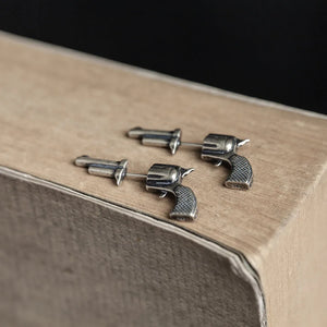 925 Sterling Silver Micro Pistol Stud Earrings Women Punk Earrings