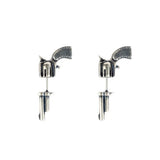 925 Sterling Silver Micro Pistol Stud Earrings Women Punk Earrings