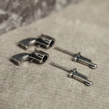 925 Sterling Silver Micro Pistol Stud Earrings Women Punk Earrings