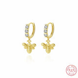 925 Silver Bee Stud Earrings, Retro French Jewelry for Women