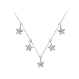 925 Silver Zircon Flower Tassel Pendant Necklace for Women