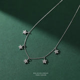 925 Silver Zircon Flower Tassel Pendant Necklace for Women