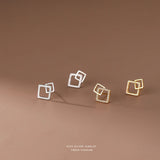 925 Silver Zircon Geometric Square Stud Earrings Women