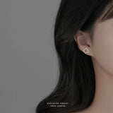 925 Silver Zircon Geometric Square Stud Earrings Women