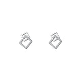 925 Silver Zircon Geometric Square Stud Earrings Women