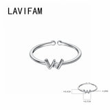 Sterling Silver Middle Finger Ring Open Adjustable Thin Letter W Women