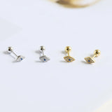 925 Silver Demon Eye Zircon Stud Earrings for Women