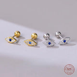925 Silver Demon Eye Zircon Stud Earrings for Women